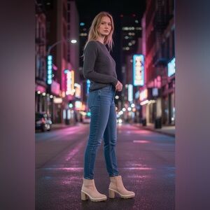 Oasis Society Anastasia Lug Chelsea Boots Size 8 Beige Rose